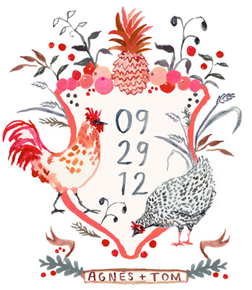 Watercolor Custom Heraldry by Happy Menocal | junebugweddings.com Watercolor Custom Heraldry by Happy Menocal | junebugweddings.com