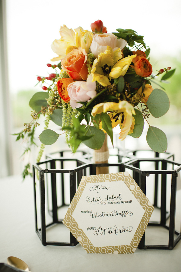 hexagon honeycomb styled shoot, photos by Spindle Photography, styling and planning by Kelly Dellinger Events | via junebugweddings.com hexagon honeycomb styled shoot, photos by Spindle Photography, styling and planning by Kelly Dellinger Events | via junebugweddings.com