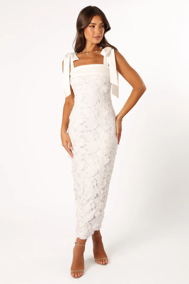 lace bridal shower midi dress