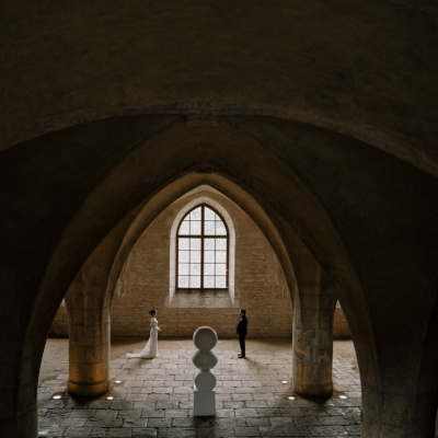 Kutna Hora, Czech Republic elopement photo in historical building with incredible architecture
