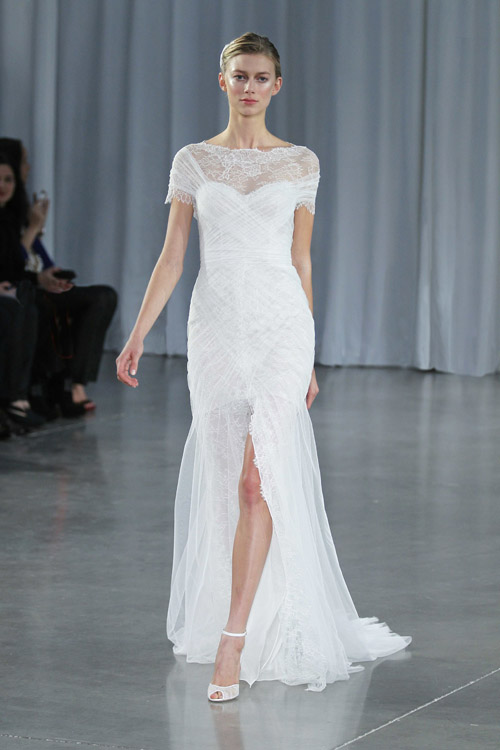 Monique Lhuillier wedding dress from her Fall 2013 bridal collection runway show | via junebugweddings.com Monique Lhuillier wedding dress from her Fall 2013 bridal collection runway show | via junebugweddings.com