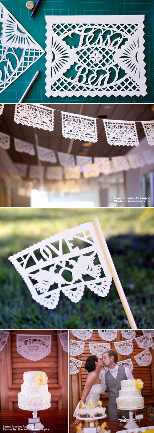 Picado Mexican paper flags for wedding decor from Ay Mujer on Etsy.com Picado Mexican paper flags for wedding decor from Ay Mujer on Etsy.com