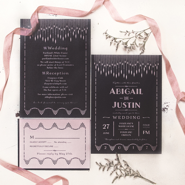 Trocadero wedding invitation suite from Royal Steamline | via junebugweddings.com Trocadero wedding invitation suite from Royal Steamline | via junebugweddings.com