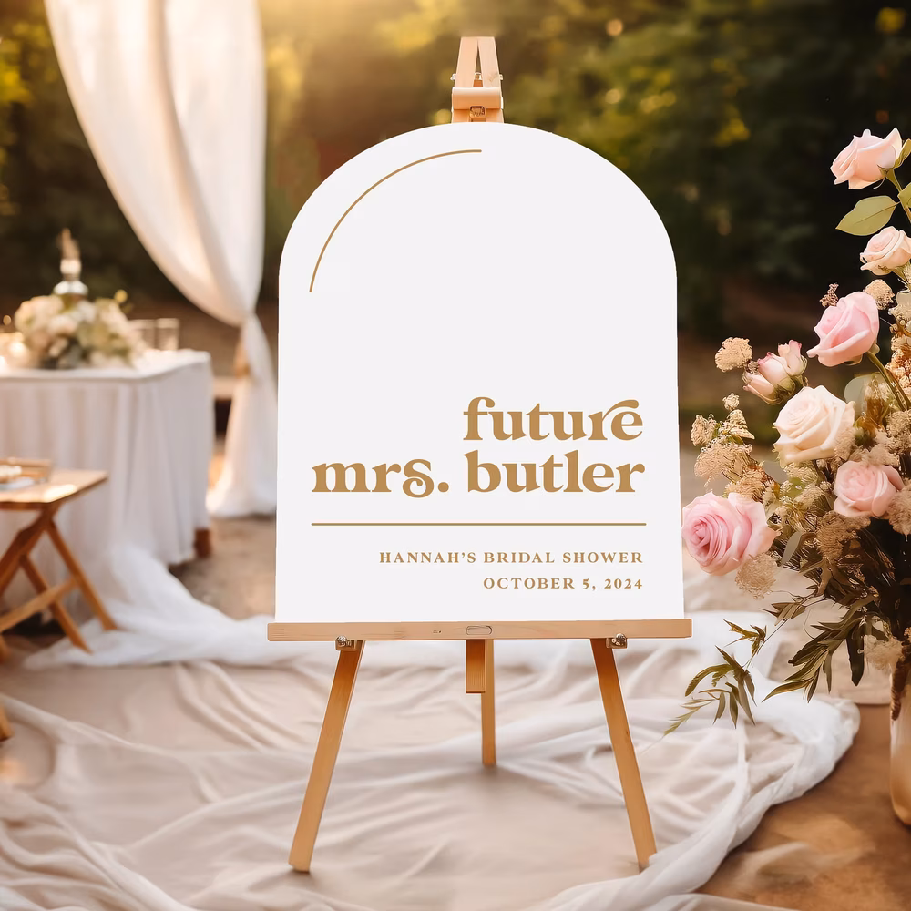 arched acrylic bridal shower welcome sign