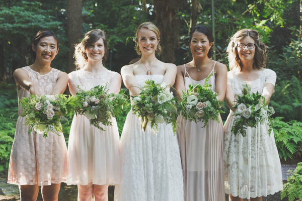 light pink and cream mismatched bridal party fashion and bouquets light pink and cream mismatched bridal party fashion and bouquets