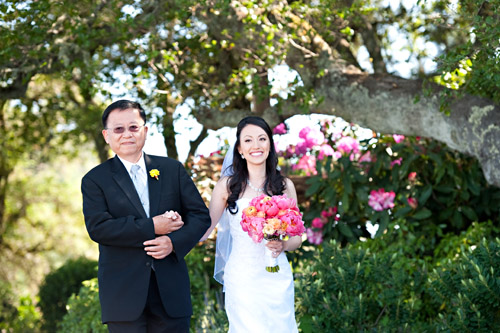sweet pink vineyard wedding at Thomas Fogarty Winery, photos by Vincent Au Photography via JunebugWeddings.com sweet pink vineyard wedding at Thomas Fogarty Winery, photos by Vincent Au Photography via JunebugWeddings.com