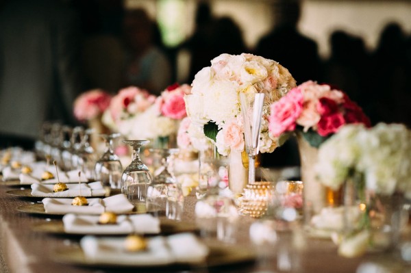 pink and gold wedding decor