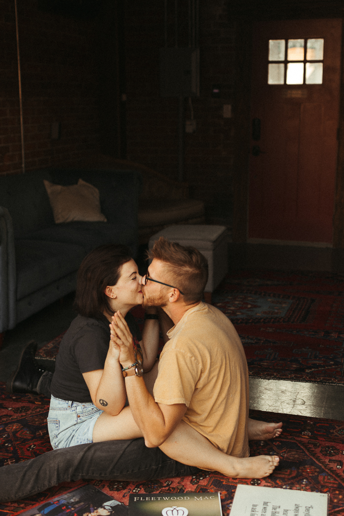 at home spring engagement photos