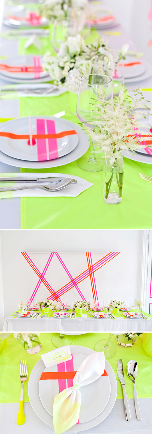 neon wedding table decor from Brooklyn Bride, photos by 1. art beauty life and Michael Troy neon wedding table decor from Brooklyn Bride, photos by 1. art beauty life and Michael Troy