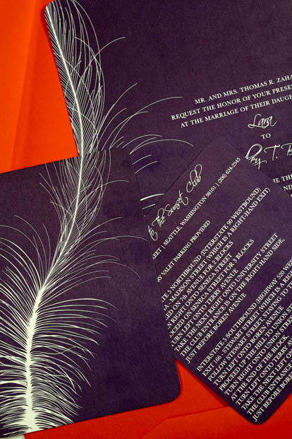 red and purple alternative wedding invitations from Izzy Girl