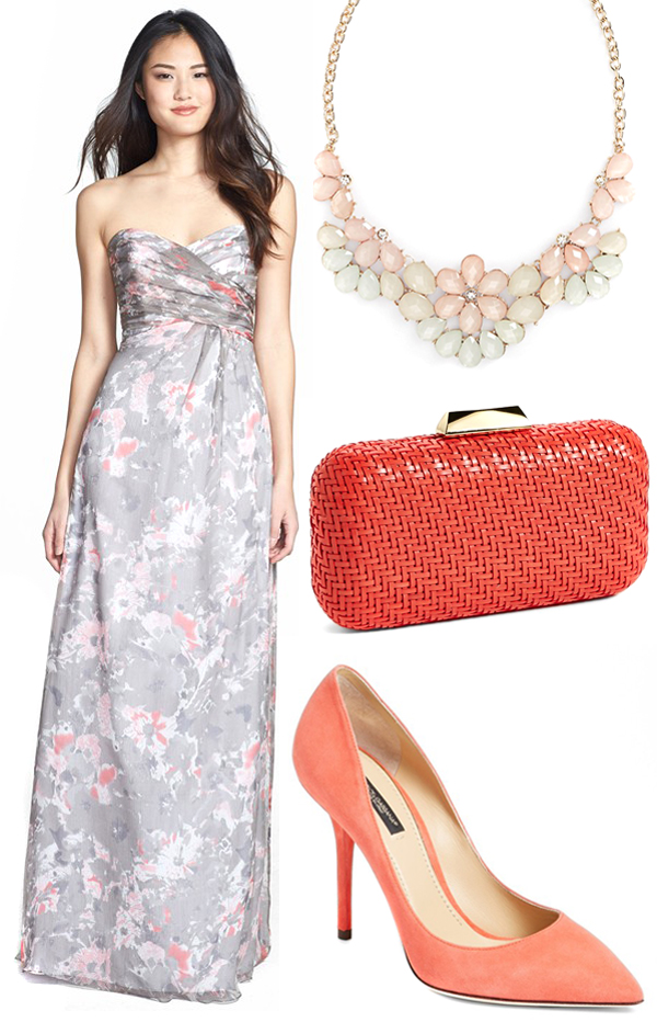 peach, coral and gray bridesmaids style perfect for a spring wedding | via junebugweddings.com