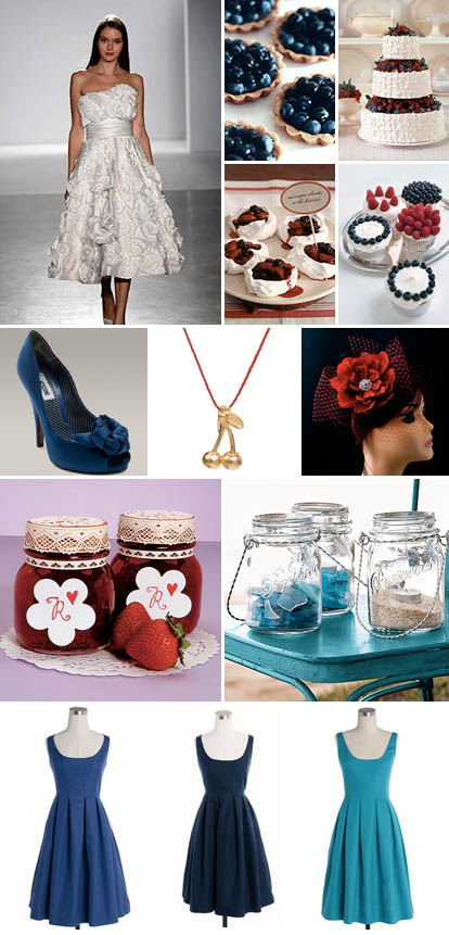 Red, white and blue summer wedding color palette